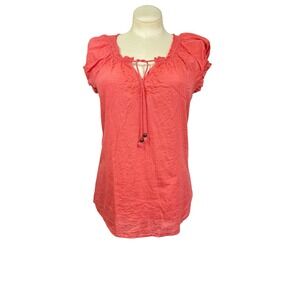 Women's Hang Ten Xl short sleeve BoHo top orange embroidered preowned‎